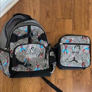 Pottery Barn Spider-Man Backpack and Lunchbox Set - Gray and Black.